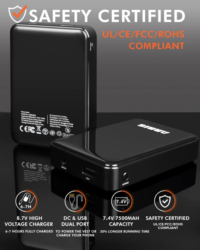 ARRIS Heated Mens Vest with Battery Pack 7.4V, Size Adjustbale Fleece Heated Vest with Shoulder Heat, Hand Warmer for Winter Hunting Skiing, Unisex - Image 5